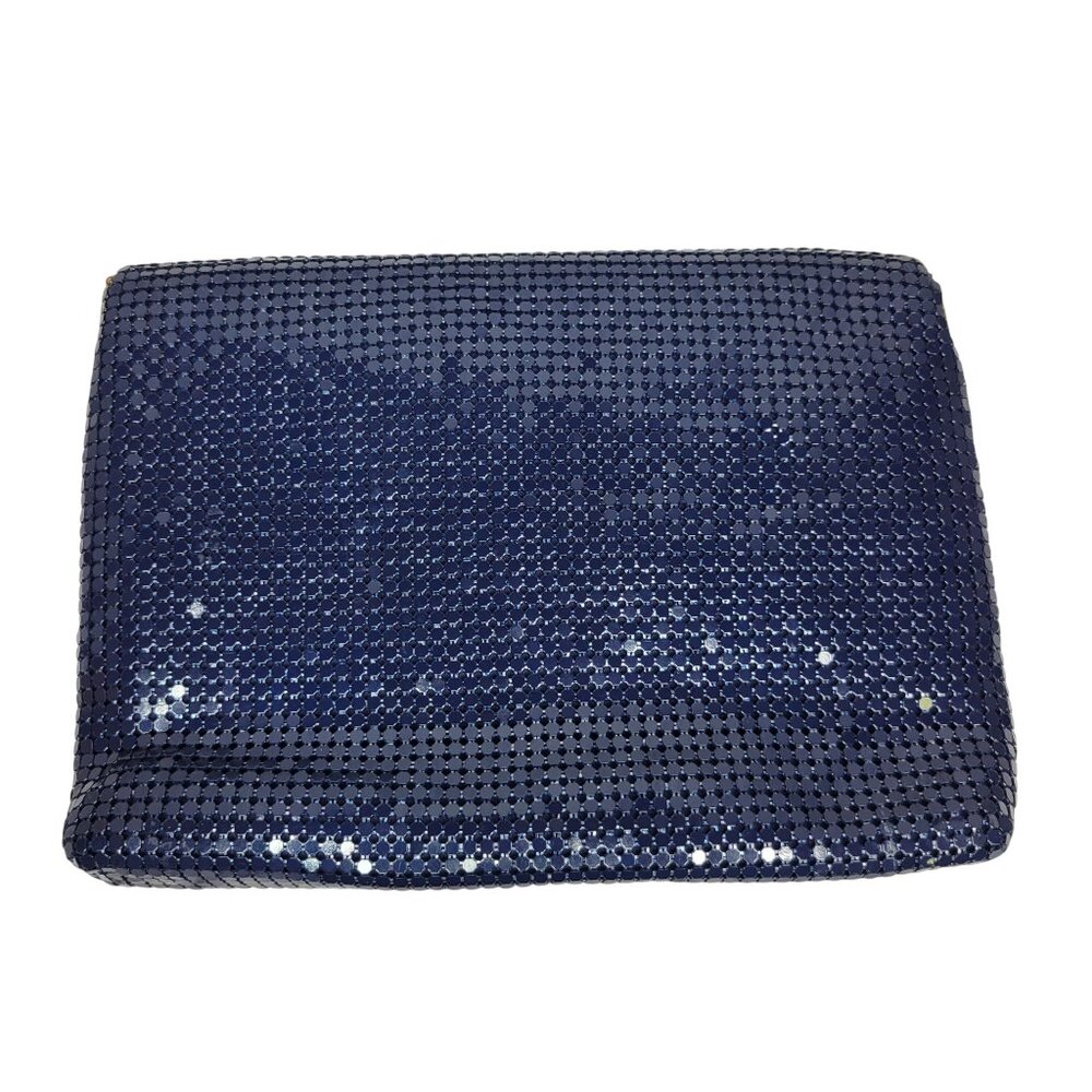 Vintage Apelle Italia Beaded Envelope Handbag Blue & Gold Magnetic Chain Strap - Picture 3 of 12